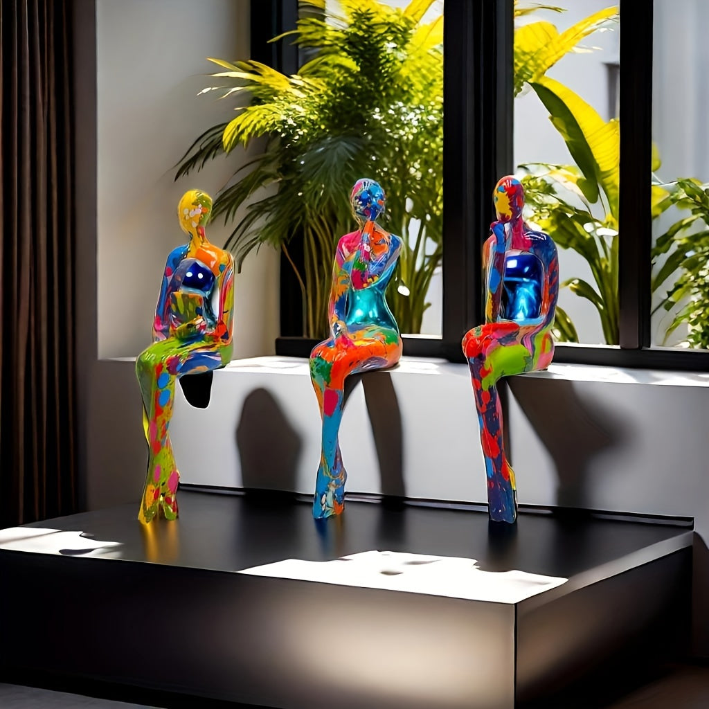 3-Piece Set of Exquisite Abstract Resin Figurines