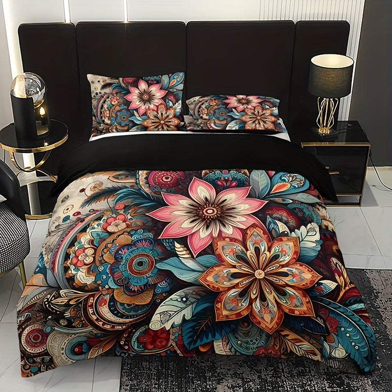 3pcs Bohemian Mandala Floral Quilt Cover Set