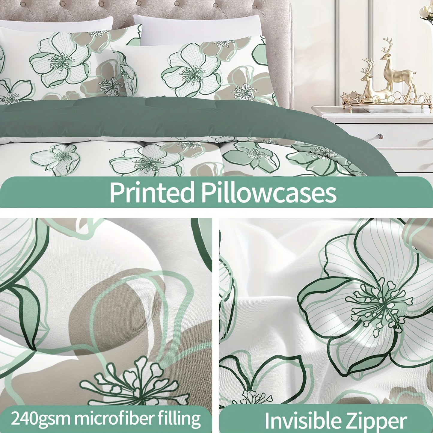 Flower Quilted Comforter Set