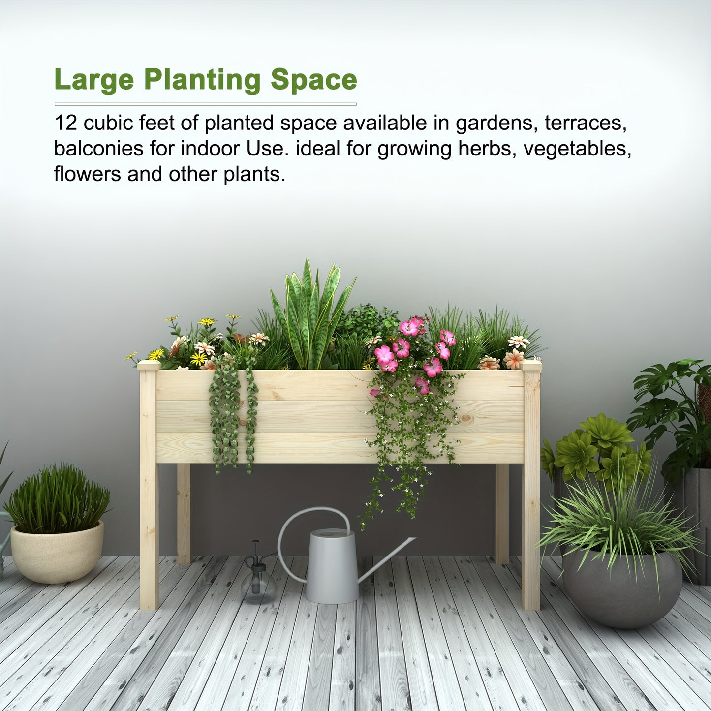 48.5x24.4x30 Inch Elevated Wood Planter Box