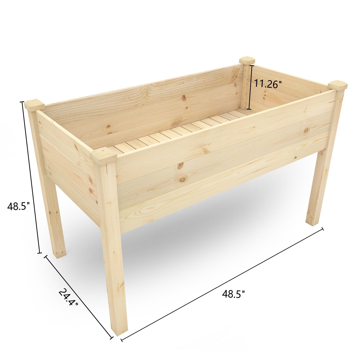 48.5x24.4x30 Inch Elevated Wood Planter Box