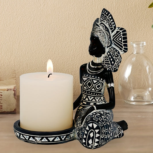 African Lady Figurine Candle Holder