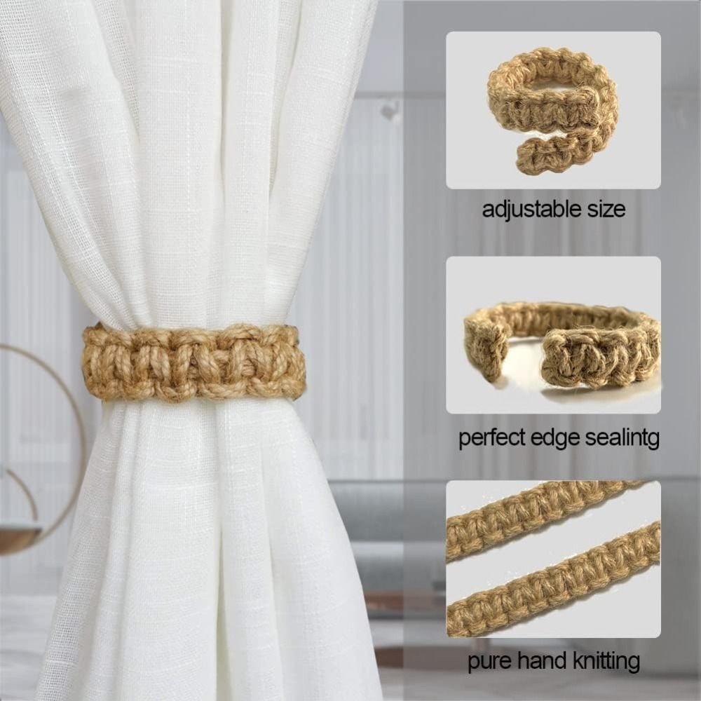 8pcs Braided Boho Curtain Tie Back