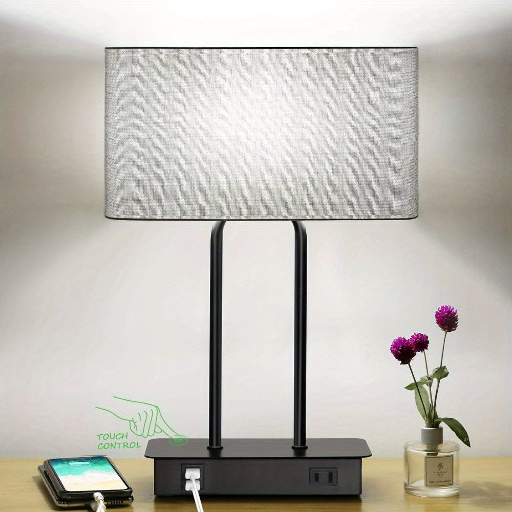 3 Way Touch Control Table Lamp w/Dual USB Charging