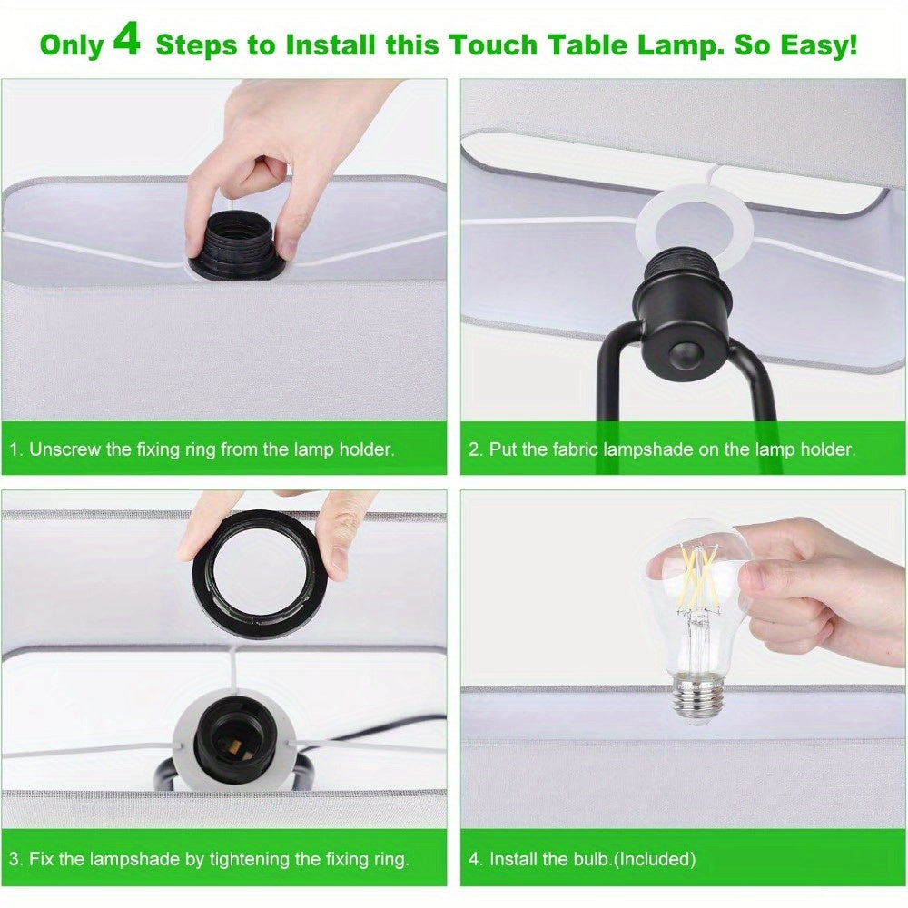 3 Way Touch Control Table Lamp w/Dual USB Charging