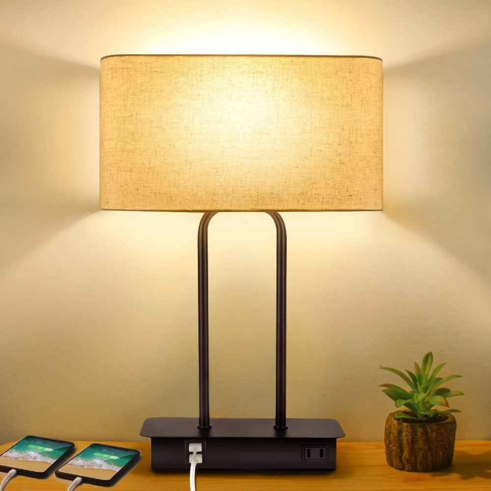 3 Way Touch Control Table Lamp w/Dual USB Charging