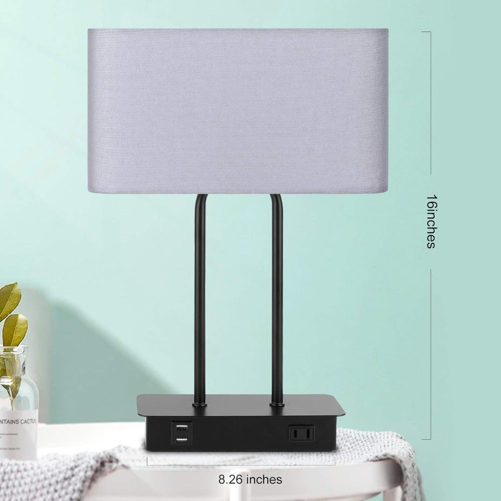 3 Way Touch Control Table Lamp w/Dual USB Charging