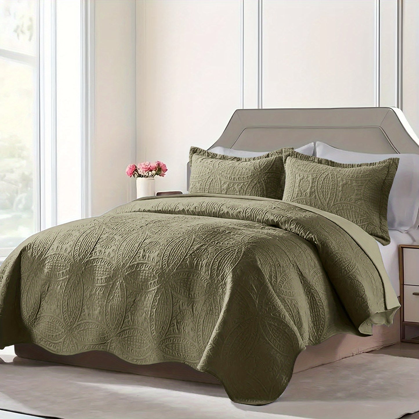 3pcs Set of Coin Patterned Bed Cover