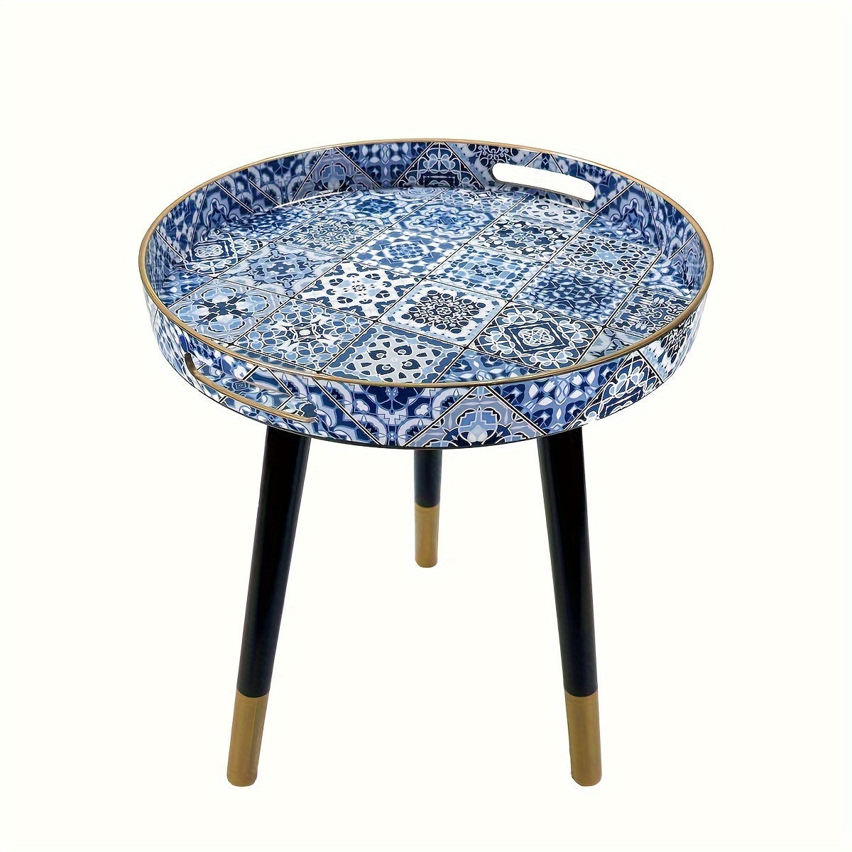 Versatile Round Coffee Table Tray with Handles