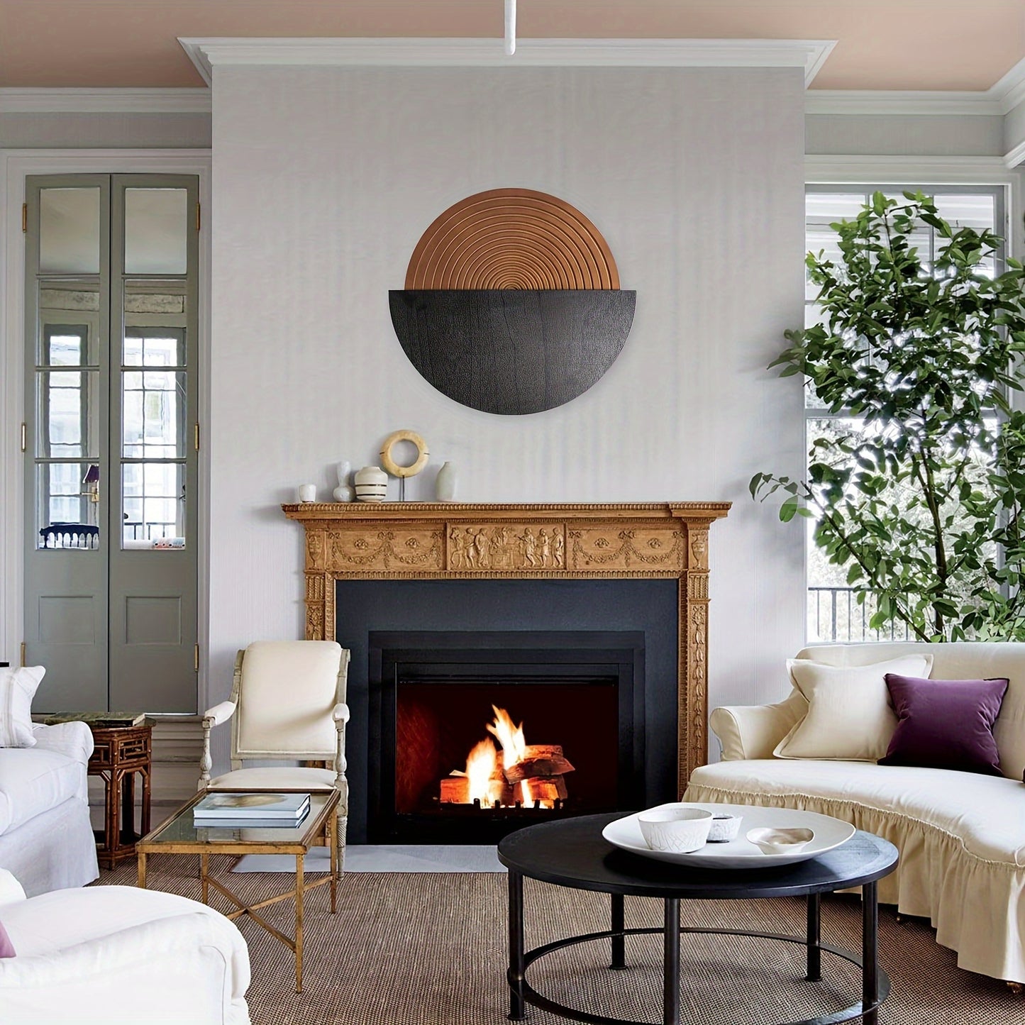 Round Wall Decor Wooden Boho Half-Circle Decor