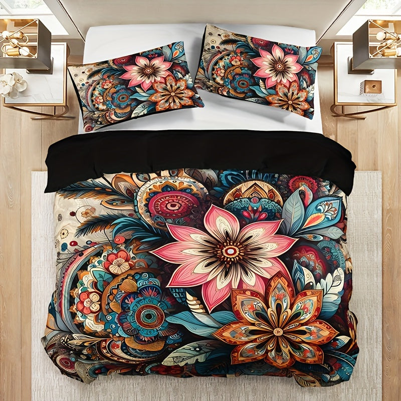 3pcs Bohemian Mandala Floral Quilt Cover Set