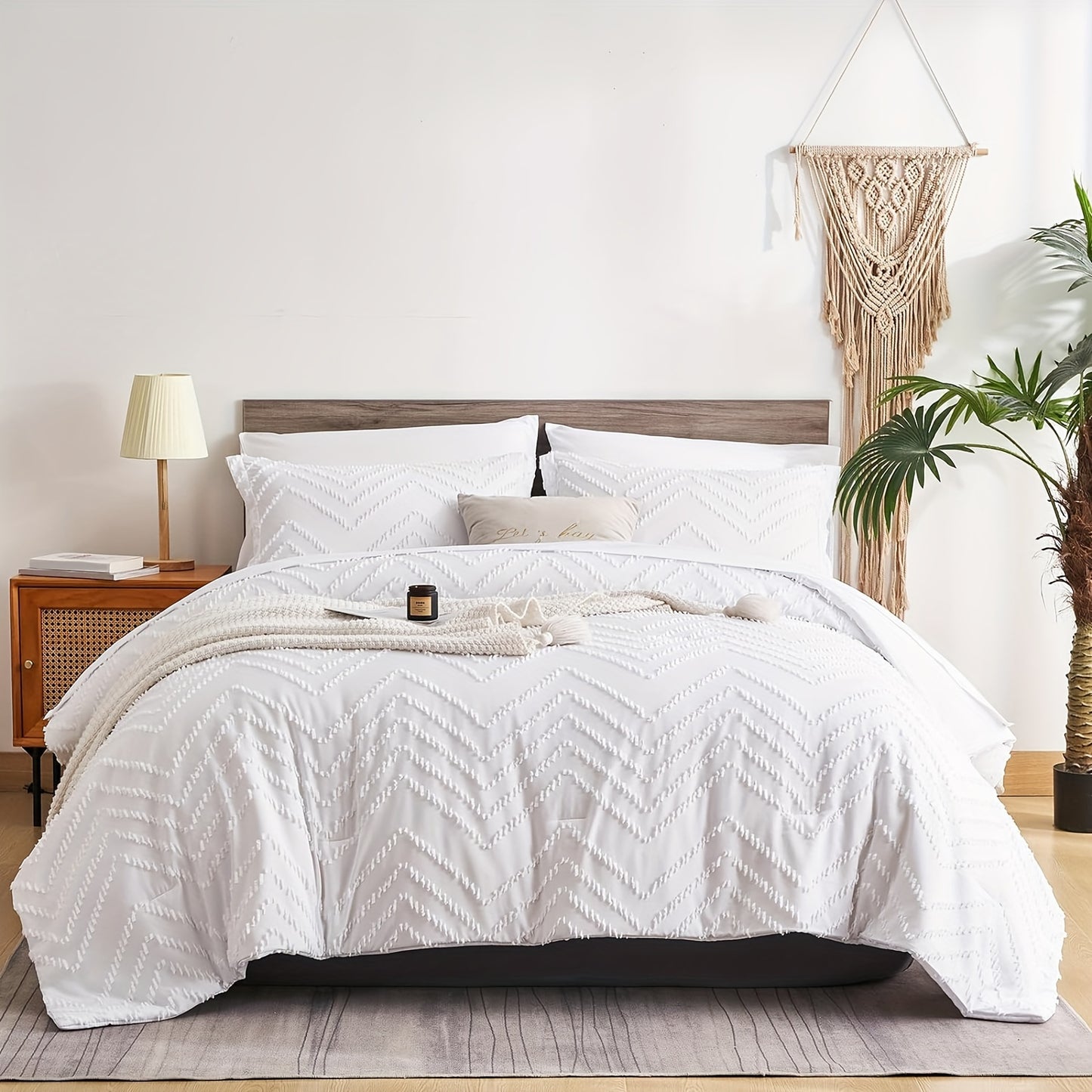 7Pc Chevron Boho Shabby Chic Farmhouse Comforter Set