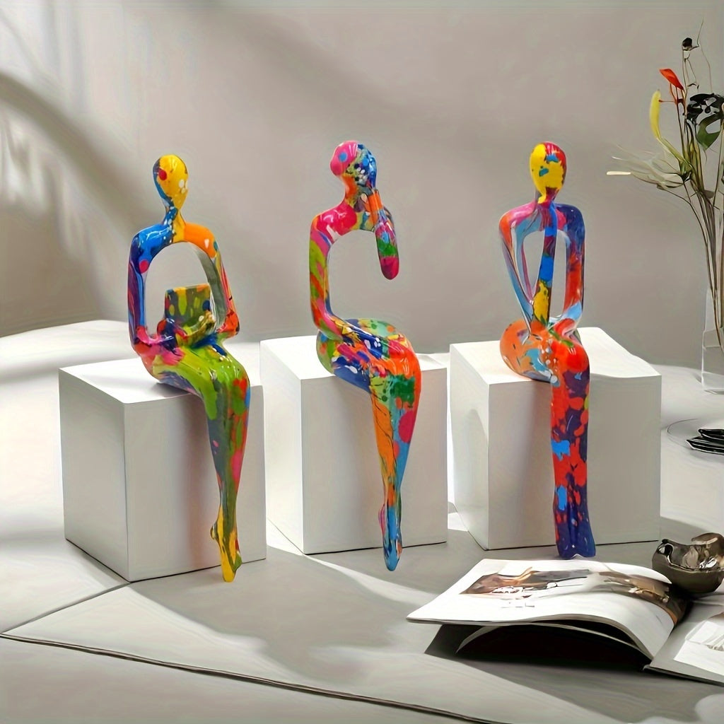 3-Piece Set of Exquisite Abstract Resin Figurines