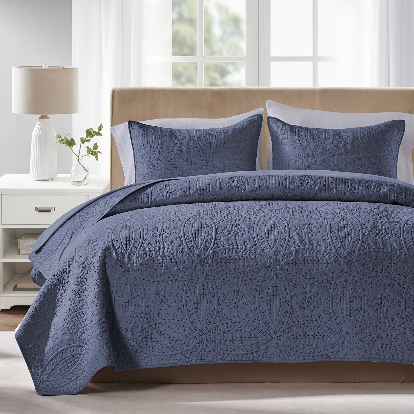 3Pcs Copper Coin Pattern Bedspread Cover