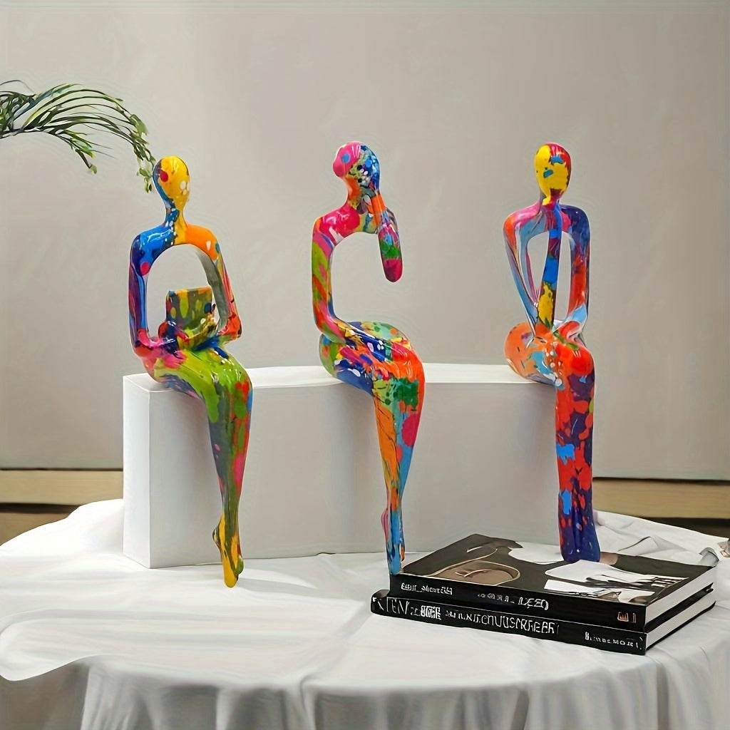 3-Piece Set of Exquisite Abstract Resin Figurines