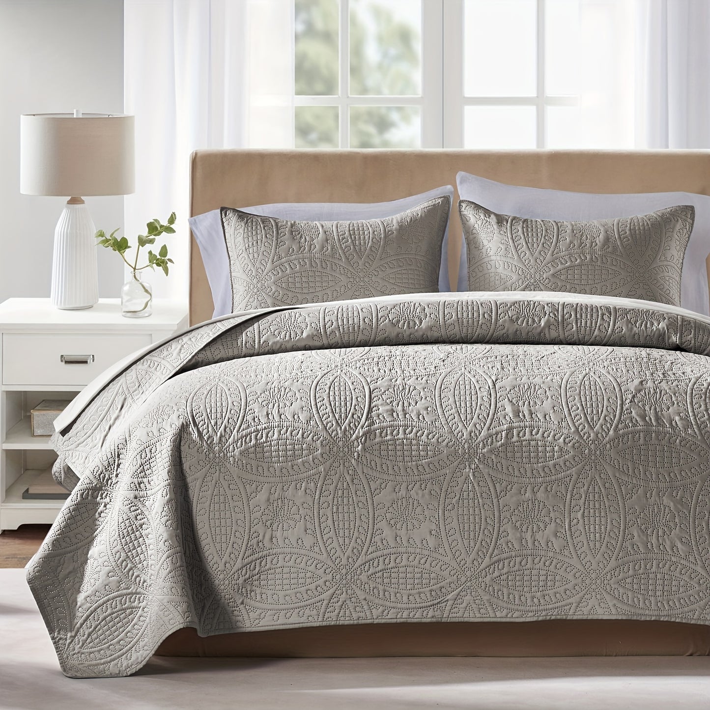 3Pcs Copper Coin Pattern Bedspread Cover
