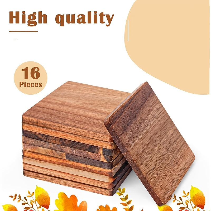 16-Pack 4-Inch Square Acacia Wood Coasters