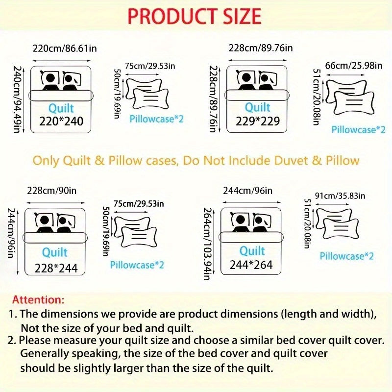 3pcs Set of Coin Patterned Bed Cover