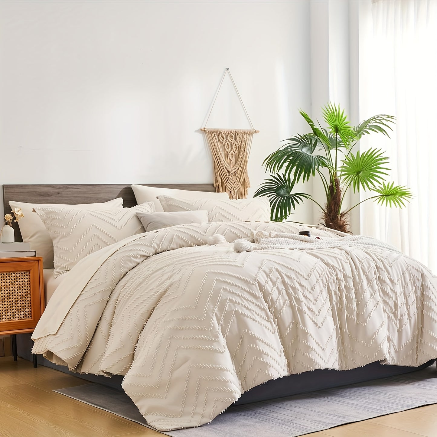 7Pc Chevron Boho Shabby Chic Farmhouse Comforter Set
