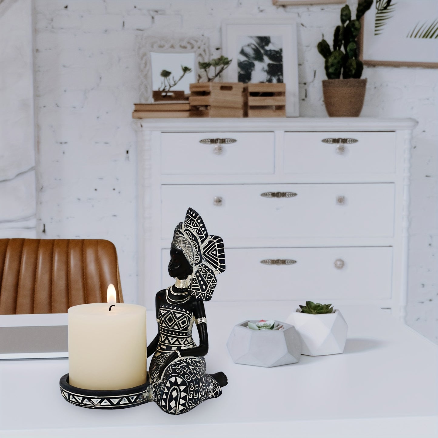 African Lady Figurine Candle Holder