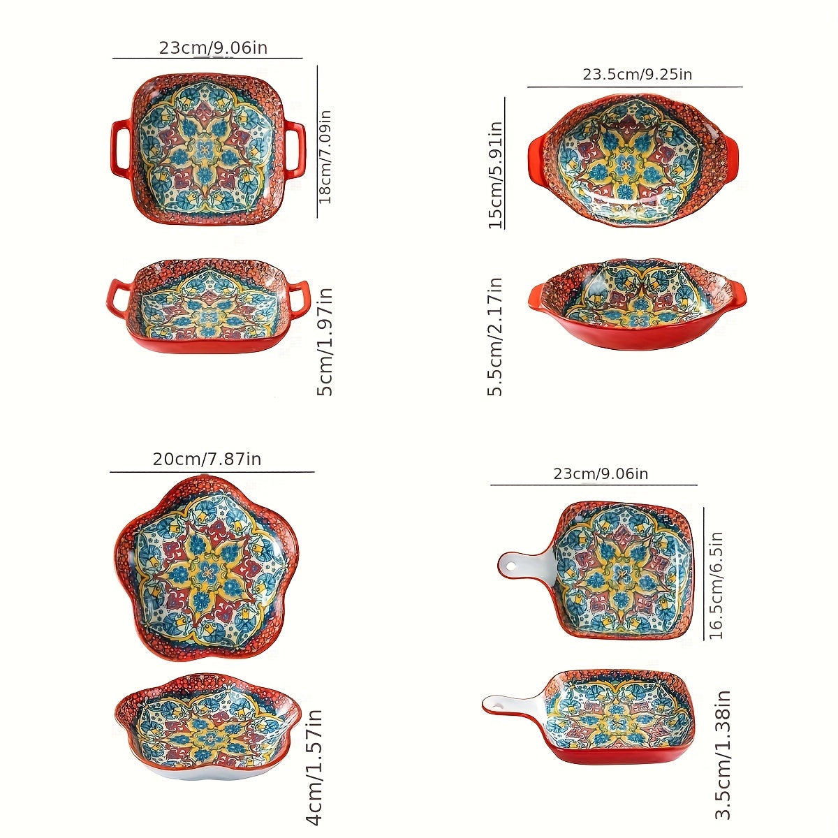 4pcs Bohemian Ceramic Bakeware Set