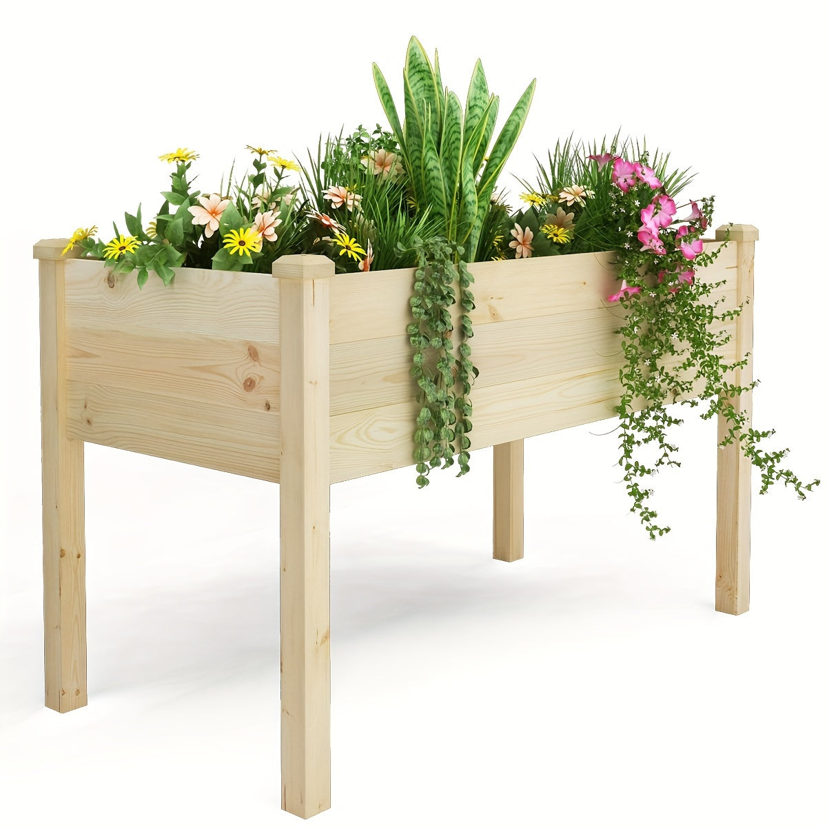 48.5x24.4x30 Inch Elevated Wood Planter Box