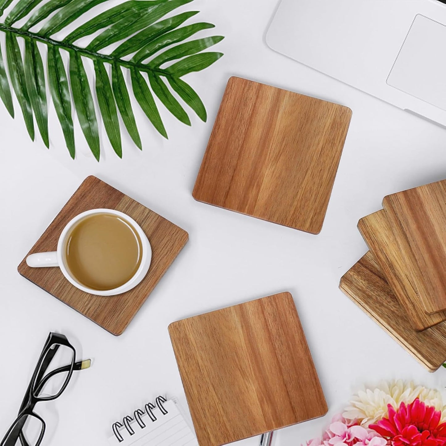 16-Pack 4-Inch Square Acacia Wood Coasters