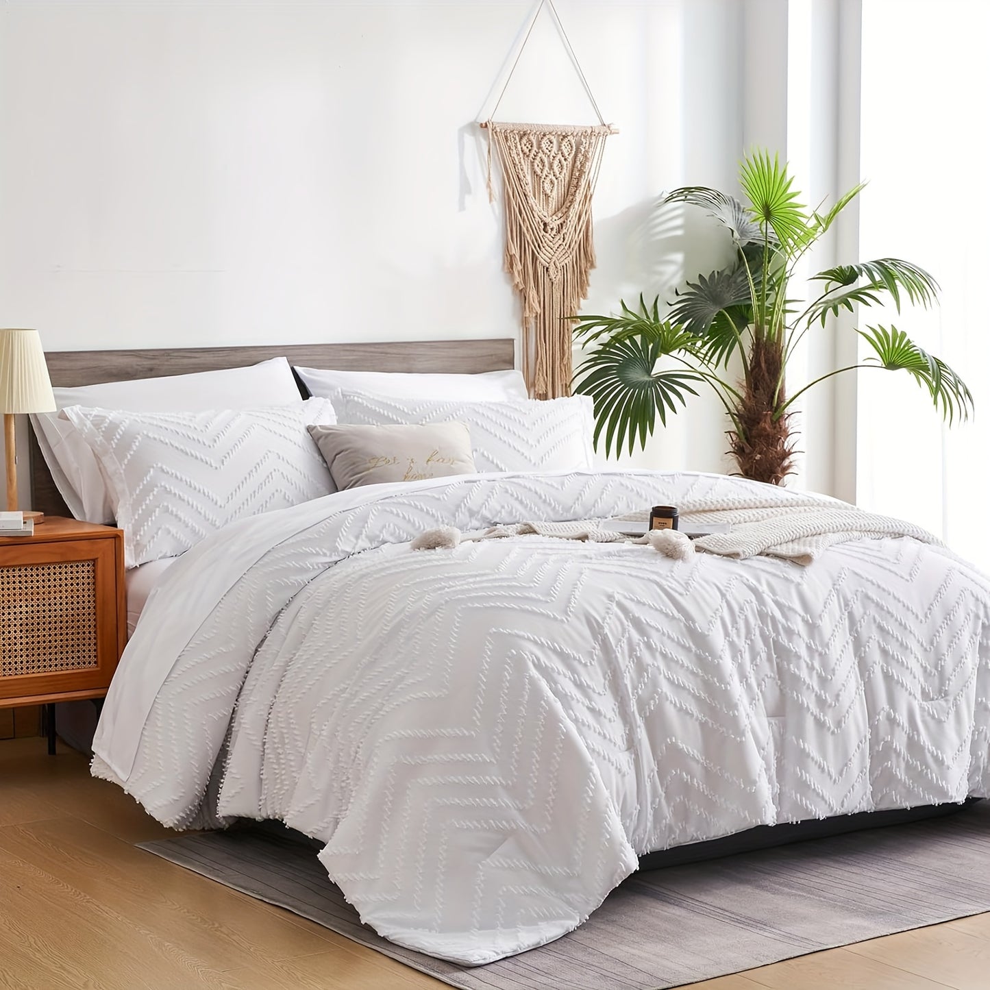 7Pc Chevron Boho Shabby Chic Farmhouse Comforter Set
