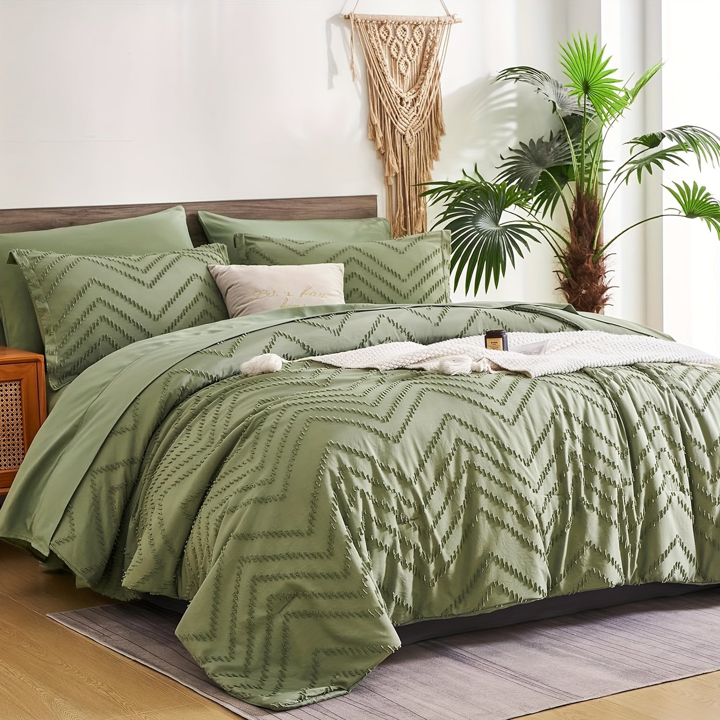 7Pc Chevron Boho Shabby Chic Farmhouse Comforter Set
