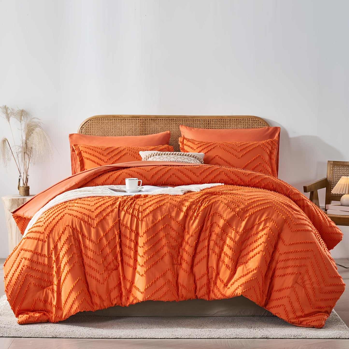 7Pc Chevron Boho Shabby Chic Farmhouse Comforter Set