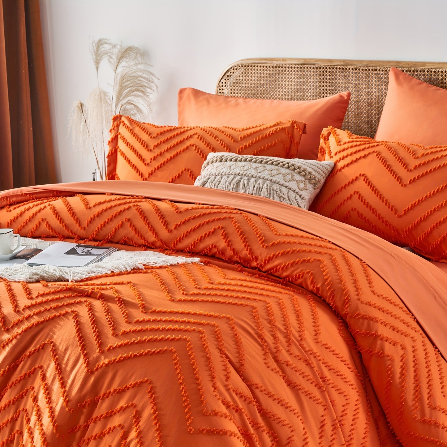 7Pc Chevron Boho Shabby Chic Farmhouse Comforter Set