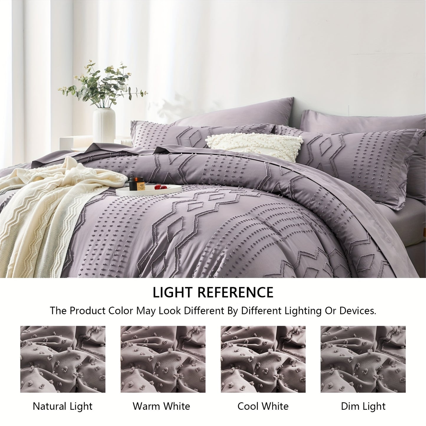7pcs Solid Color Tufted Comforter Set