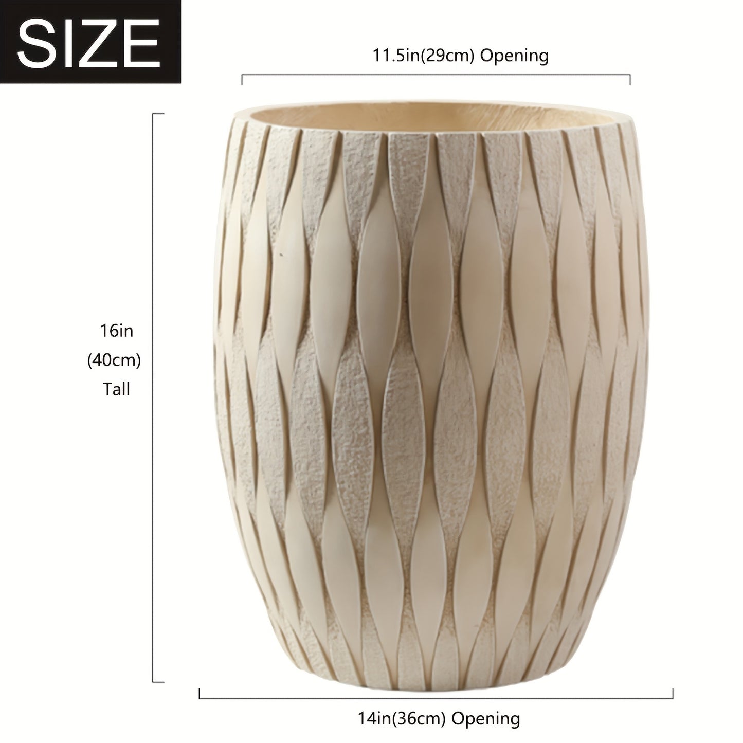 16" Tall x 14" Wide Magnesium Oxide Planter