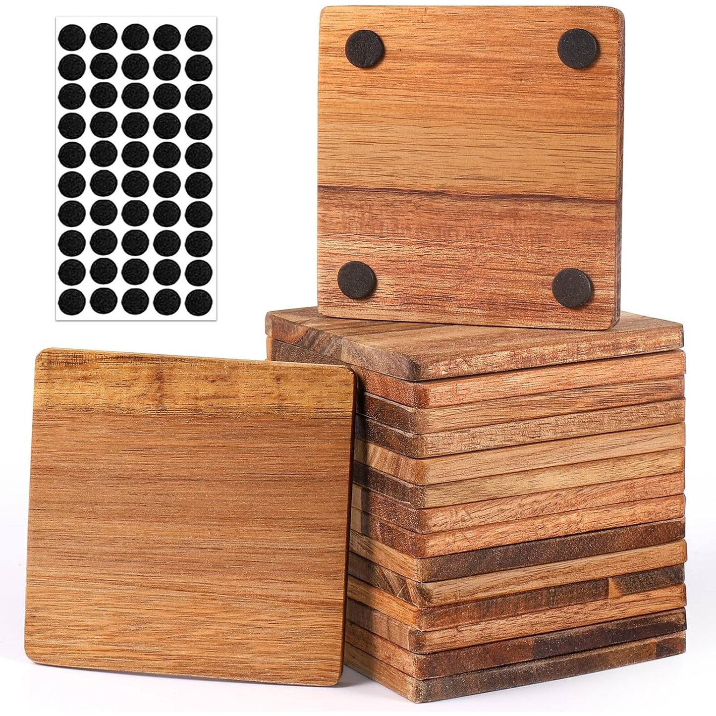 16-Pack 4-Inch Square Acacia Wood Coasters