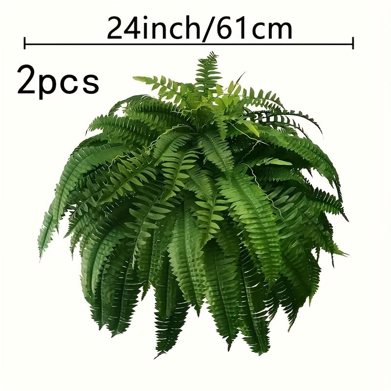 2pcs Vibrant Green Lifelike Artificial Boston Fern Swags
