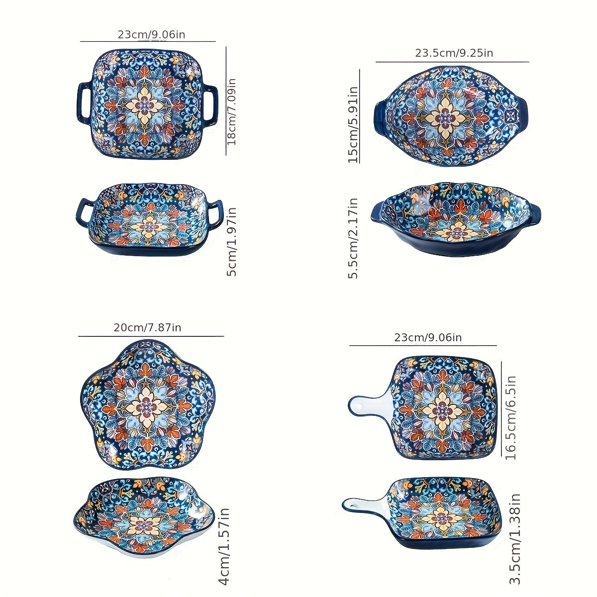 4pcs Bohemian Ceramic Bakeware Set