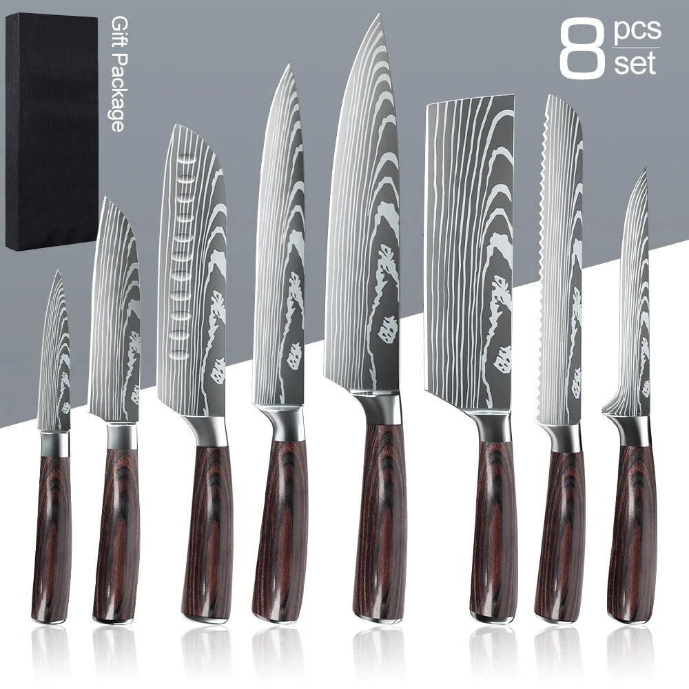 1-10PCS Chef knife Japanese Kitchen Knives Set