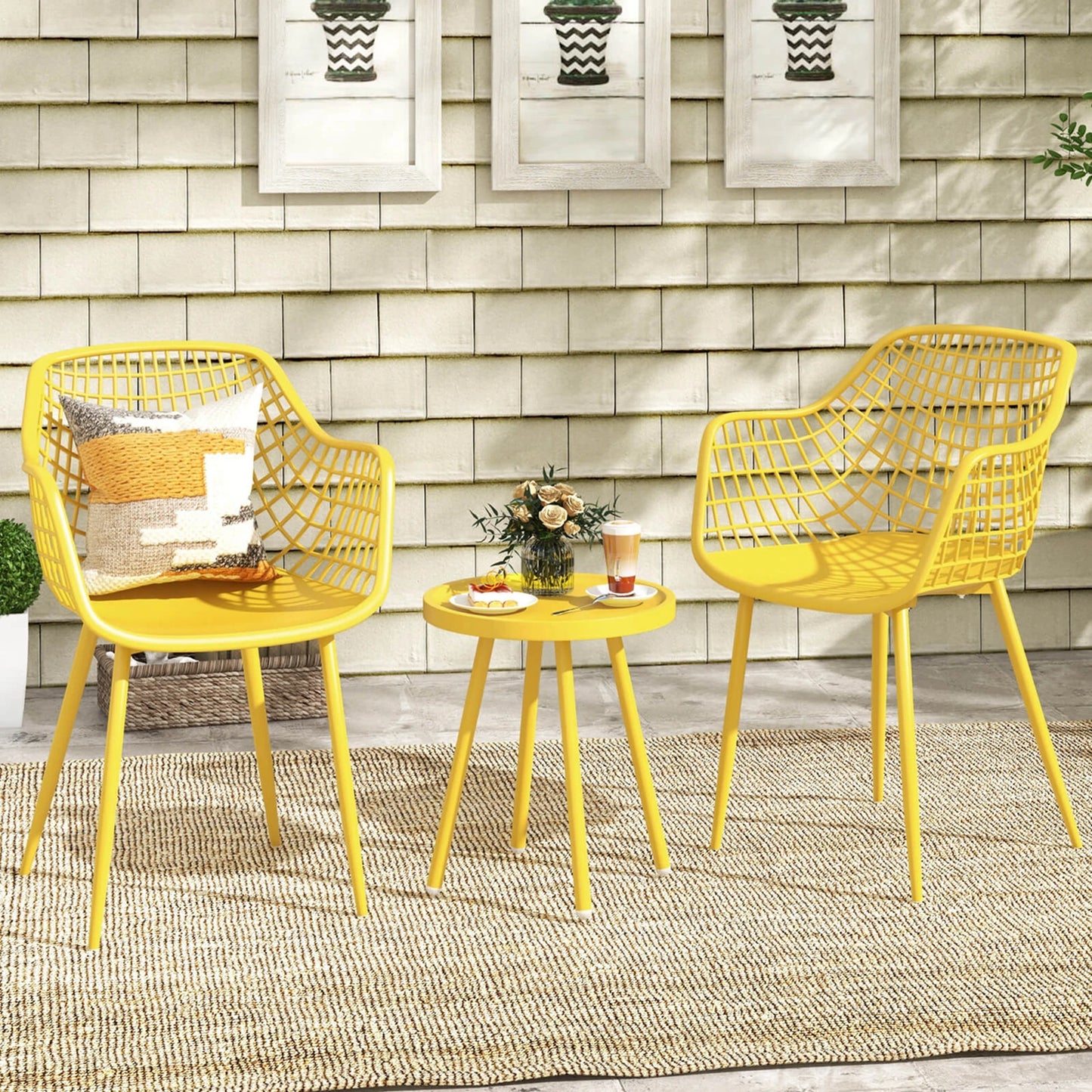 Yellow 3 Piece Patio Bistro Set