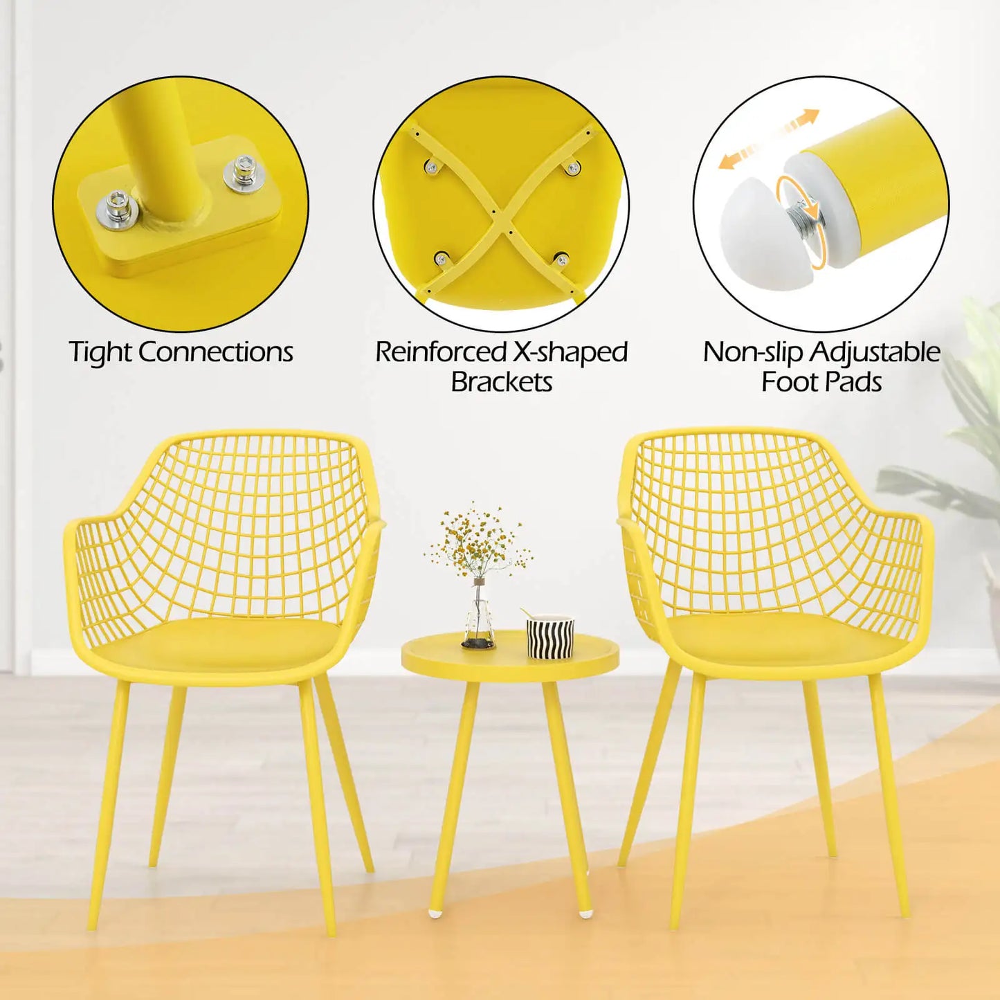 Yellow 3 Piece Patio Bistro Set
