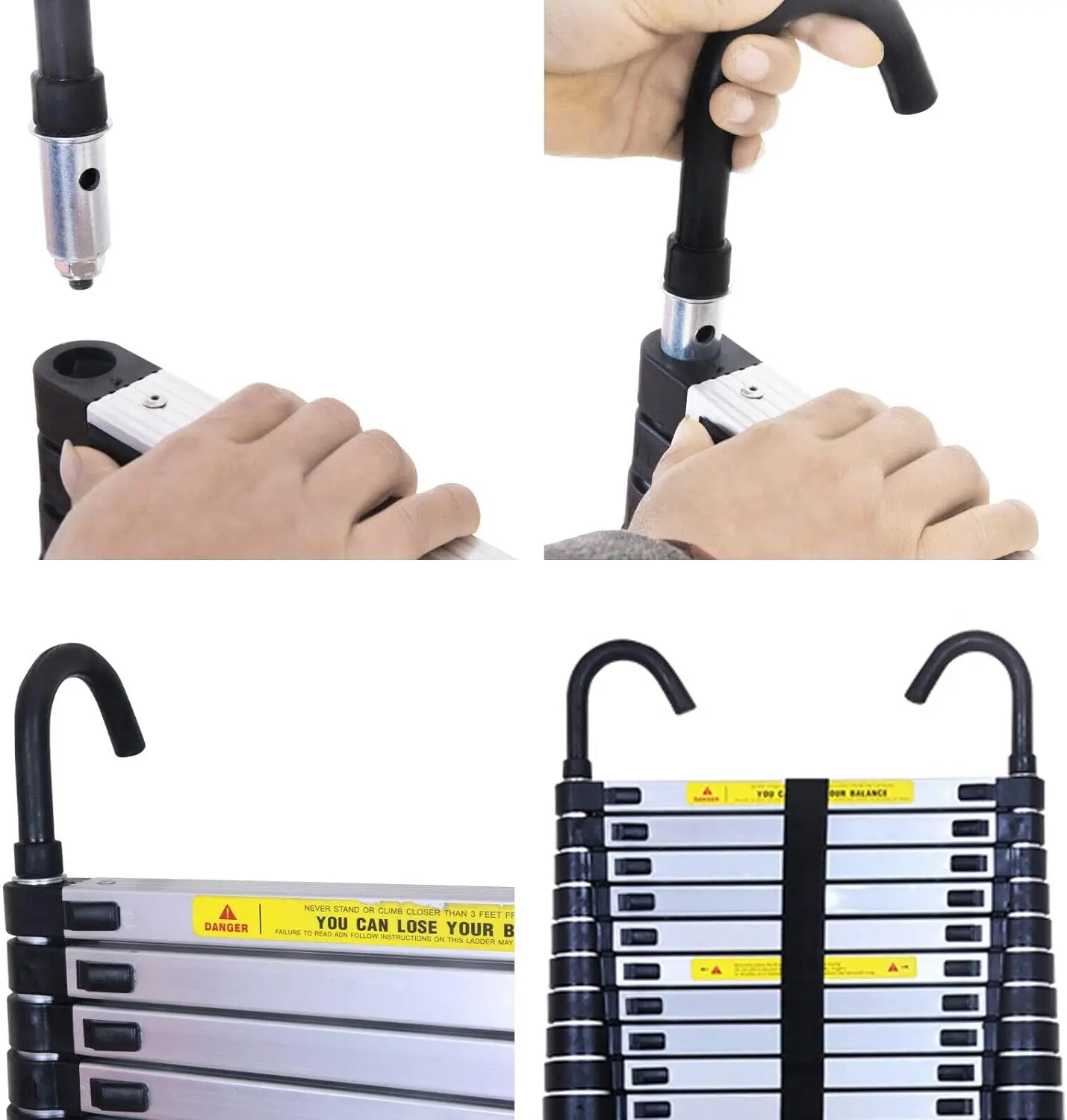 Telescopic Ladder w/hooks,16.5FT