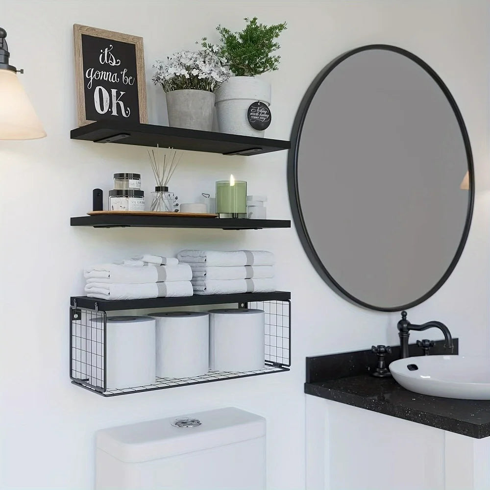Wall Mounted 3/Wood Floating Shelves