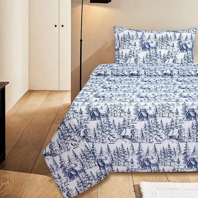 100% Cotton Printed Flannel Twin Bed Sheet Set