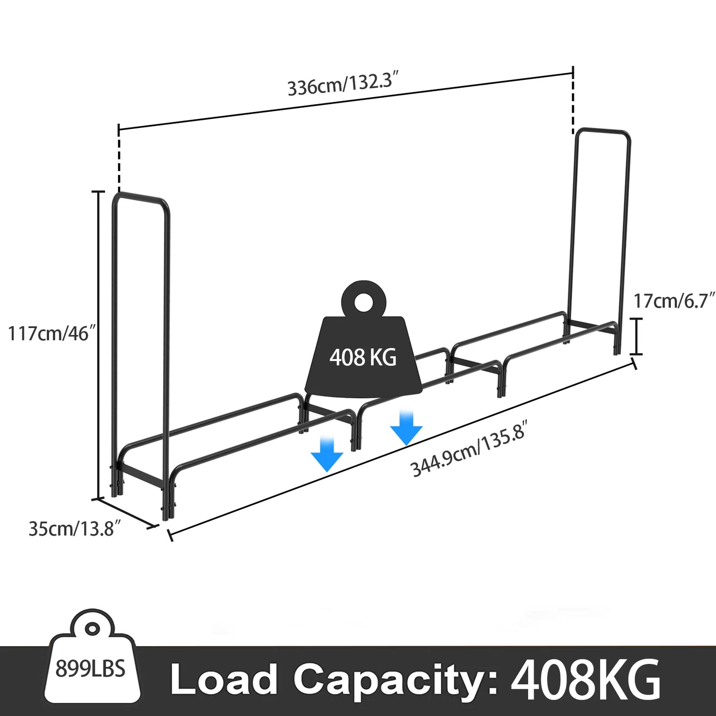 12 ft. Outdoor Fire Wood Log Rack Heavy Duty