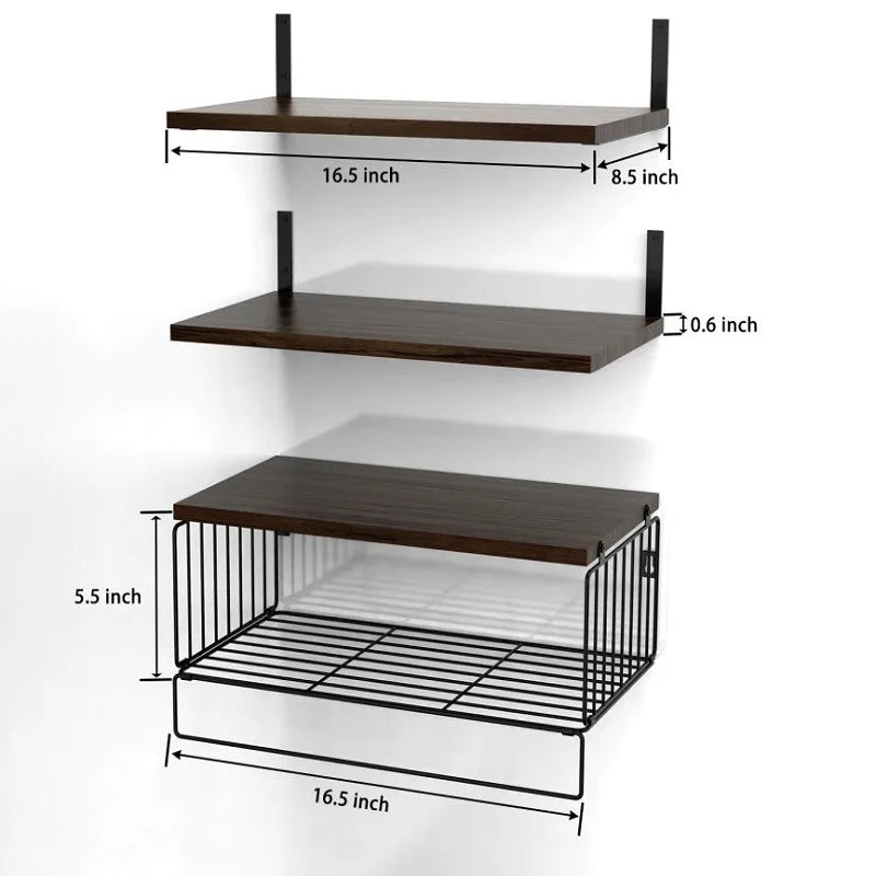 Wall Mounted 3/Wood Floating Shelves