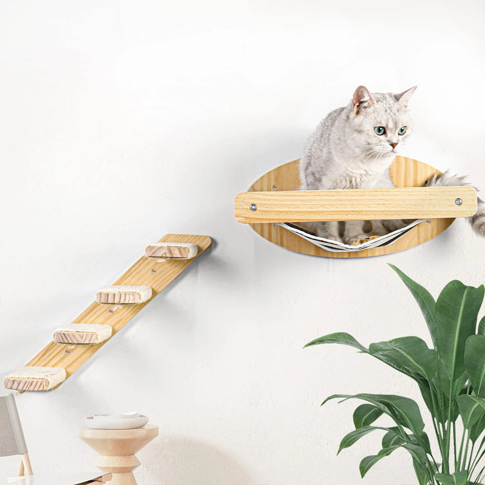 3Pcs Cat Climbing Shelf Perch w/Hammock