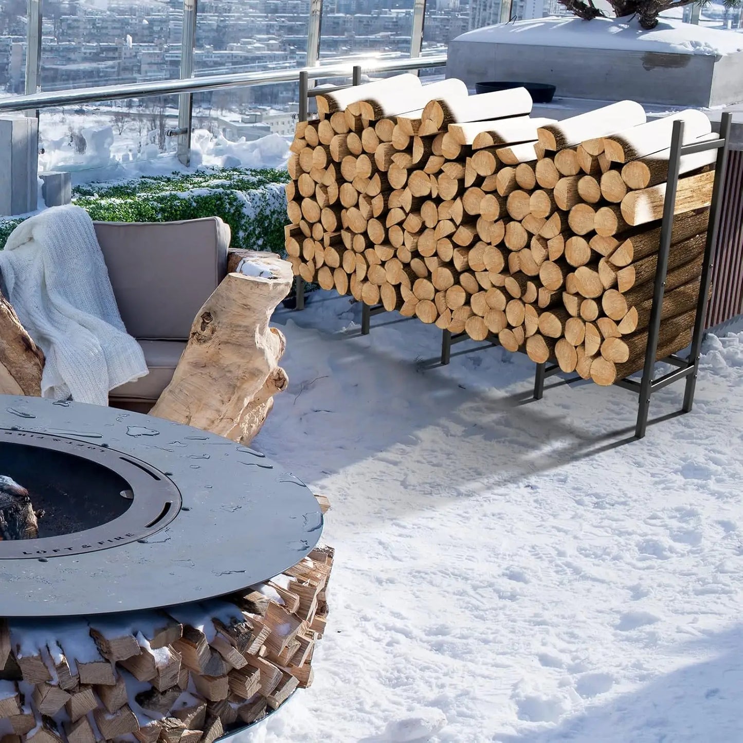 5.3-foot Adjustable Fire Log Stacking Rack