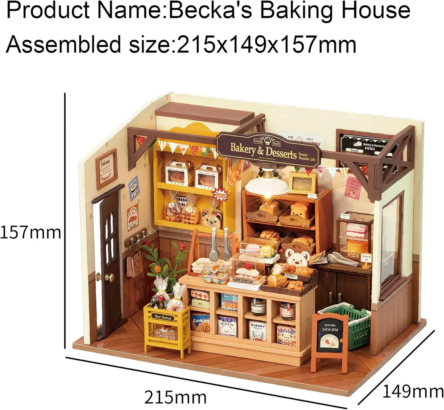 DIY Miniature Bakery Kit w/Furniture & LEDs