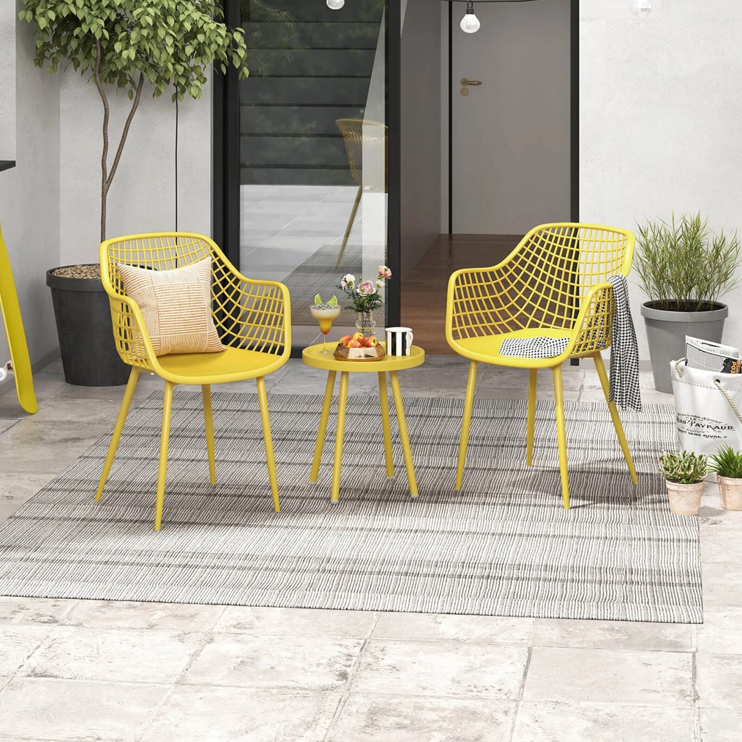 Yellow 3 Piece Patio Bistro Set