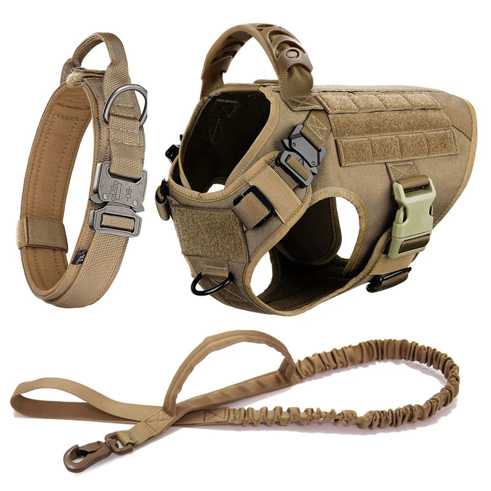 Military Harness Collar Leash Set For Medium & Large Dogs