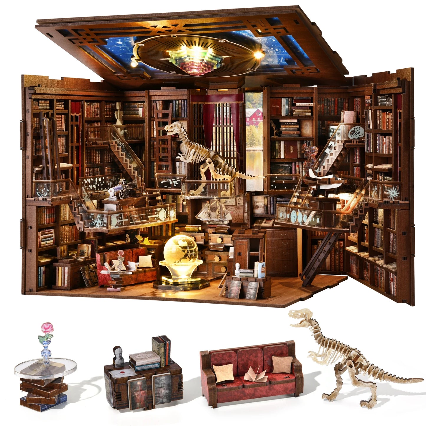 DIY Book Nook Kit Beyond Library w/LED Light